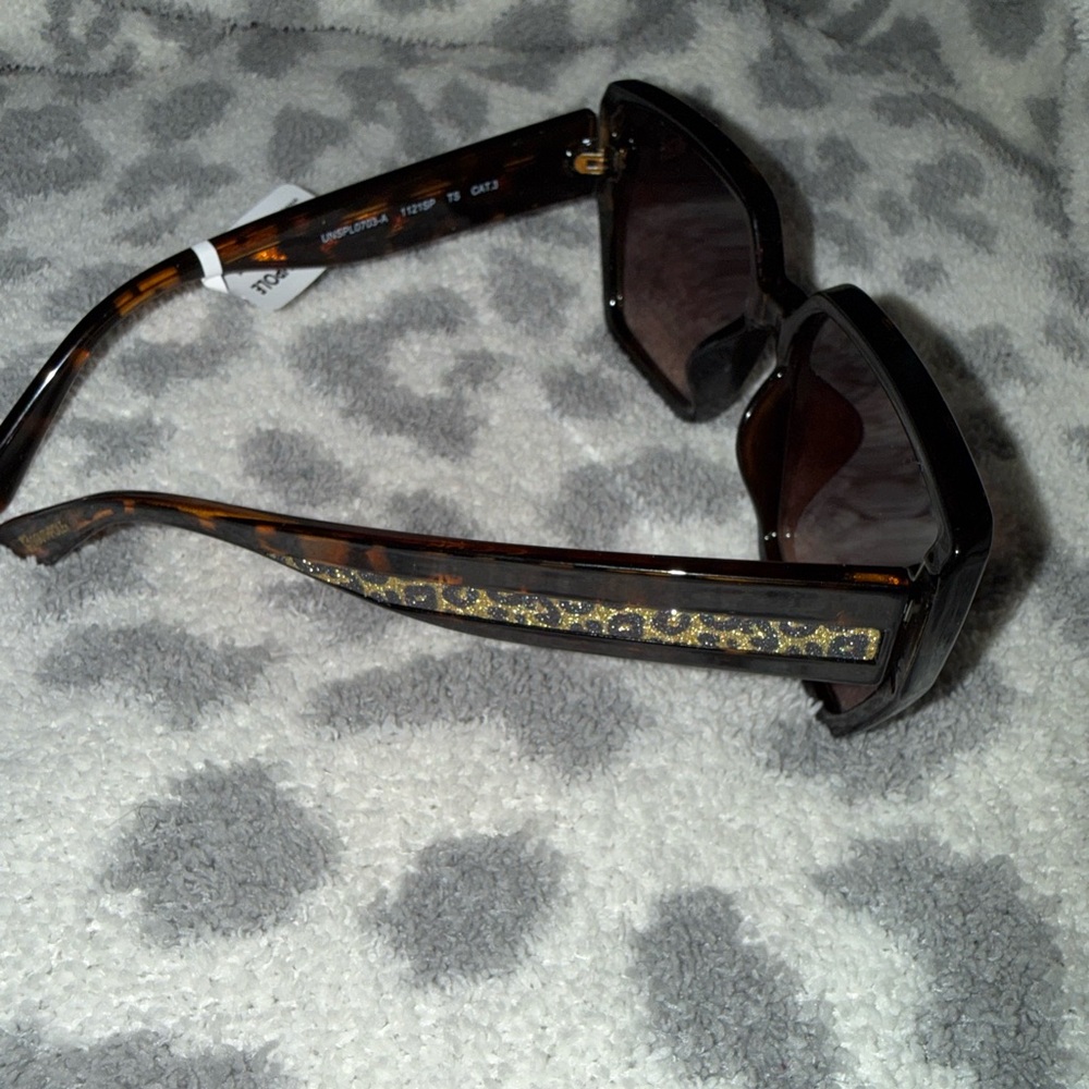 South Pole Tortoise Shell Sunglasses with Leopard Sparkle Trim